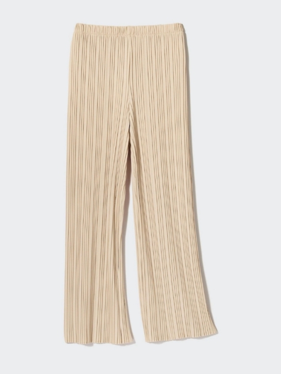 Uniqlo Pants - Uniqlo Pleated Straight Leg Pants Beige Tan Minimalist Quiet Luxury Boho S/M